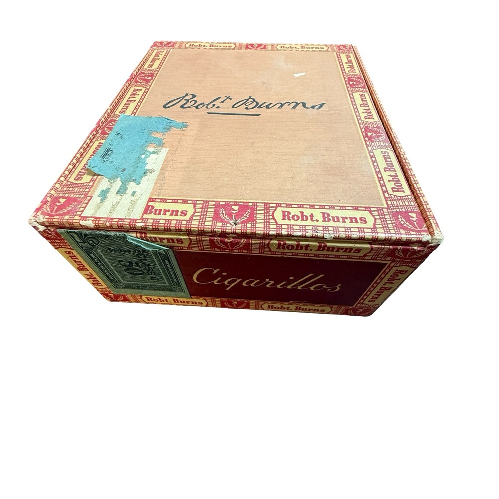 Vintage Robert Burns Cigarillos Empty Cigar Box General Cigar Co Pennsylvania